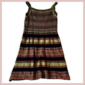 Missoni Square Neck Knit Sleeveless Midi Dress Textured StripedB Stretch L XL